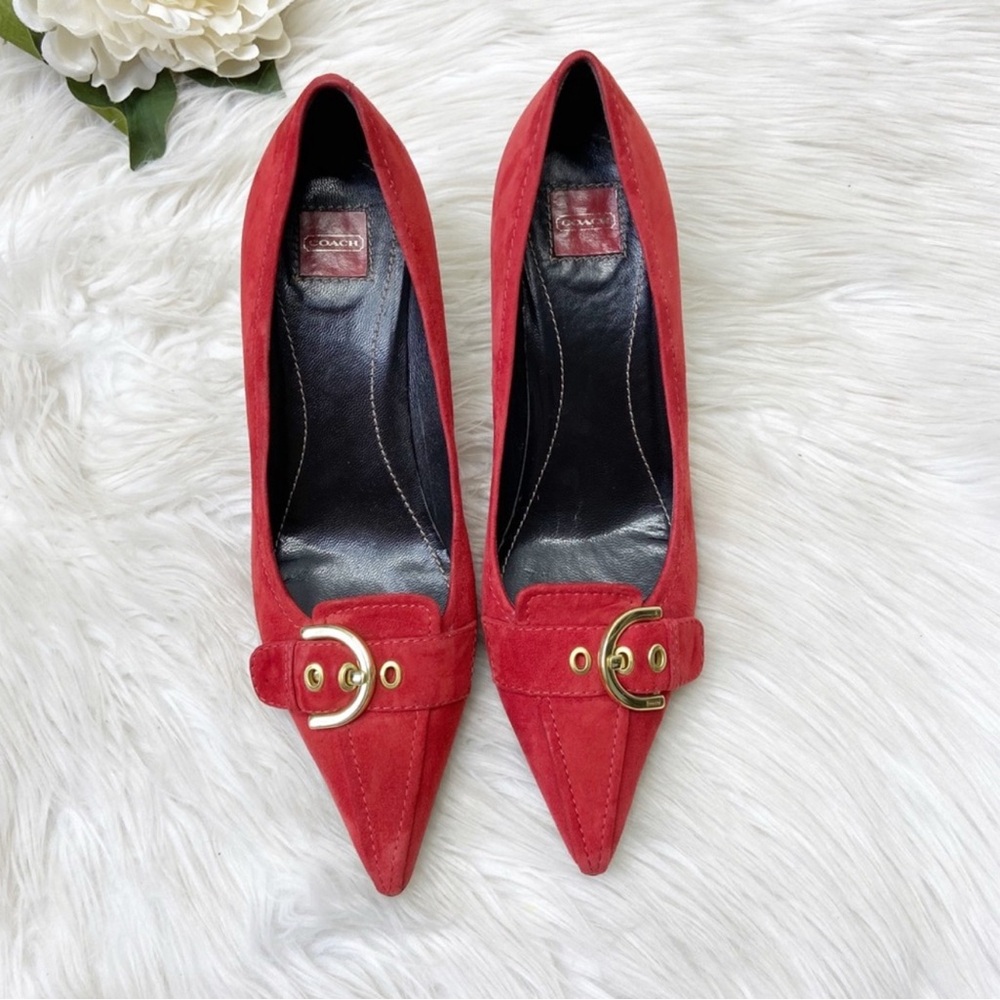 Coach Sarrah Red Suede Pointed Toe Pumps 👠 8.5 B - Picture 2 of 8